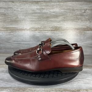 Magnanni Men’s Rafa Brown Leather Horse Bit Loafers Size 8.5